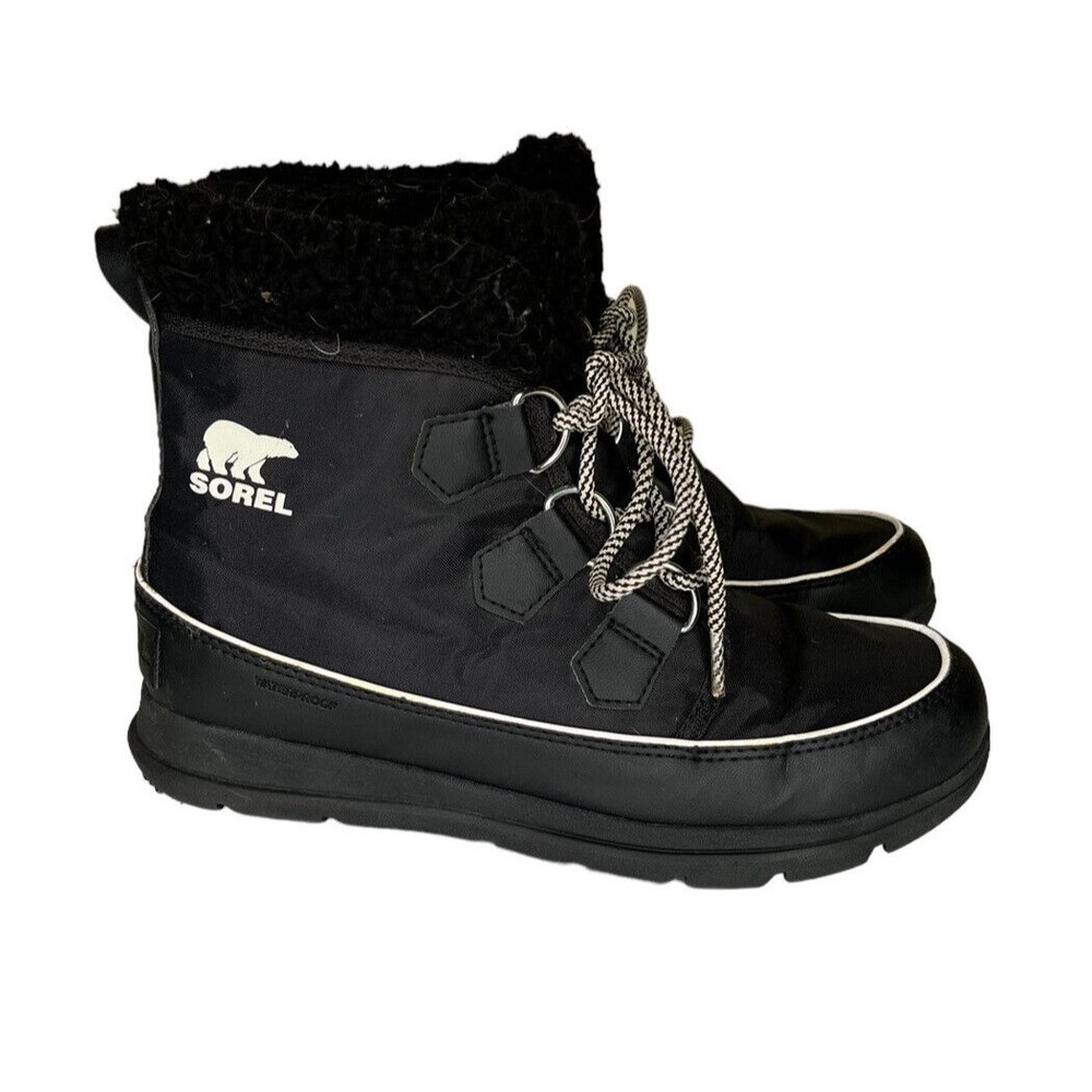 SOREL Explorer Carnival Boots Black/Sea Salt Women’s Size 8.5